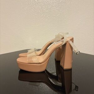 Steve Madden Nude Platform Heels with Clear Strap